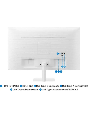 Монитор Samsung Smart monitor M7 S32FM703UI 32" (VA 16:9 3840x2160x60Hz 4ms 300cd 3000:1 178/178 1млрд HDMI USB-C(65W) 2*USB 2.0 Spk10W Tizen HDR10+ sRGB 99% Tilt WiFi5 BT5.2 VESA White ПультДУ)