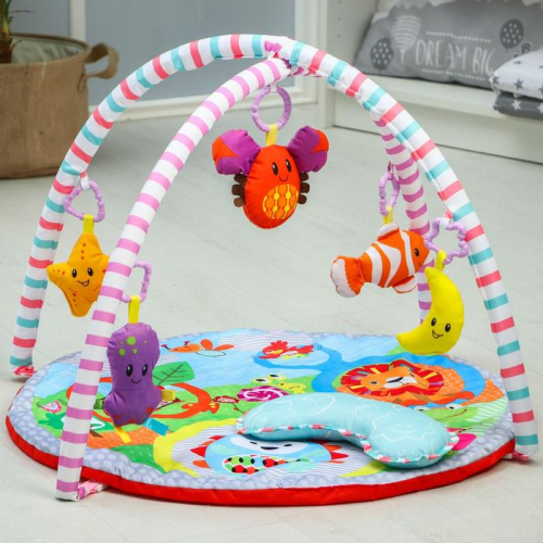 Развивающий коврик «Ежик на прогулке», с дугами и подушечкой Развивающий коврик «Ежик на прогулке», с дугами и подушечкой