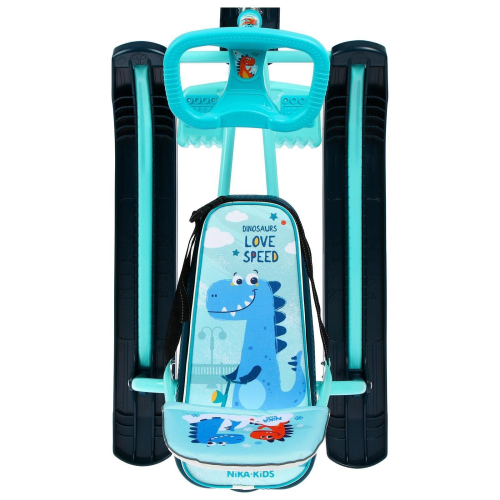 Снегокат «Тимка спорт 4-1 Динозавр», ТС4-1/Д, со спинкой и ремнём безопасности, цвет голубой