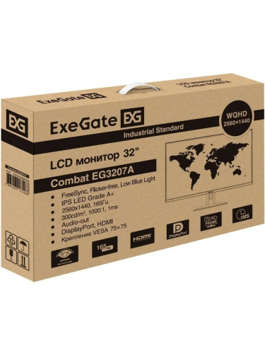Монитор ExeGate 31.5" EG3207A Combat  {IPS 2560x1440 165Hz 1ms 300cd 1000:1 178/178 2xHDMI DisplayPort USB} [EX297299RUS]