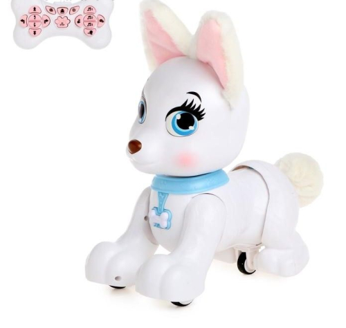 Робот-собака «Милый корги», радиоуправляемый, световые и звуковые эффекты, работает от аккумулятора, цвет белый