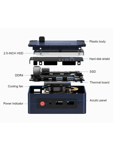 Мини-ПК Beelink Mini S, Intel Celeron N5095 / 8 ГБ DDR4 / 256 ГБ SSD / Intel UHD Graphics / Windows 11 Pro, синий (BL / MINI S / N5095 / 8G / 256G / Navy Blue)