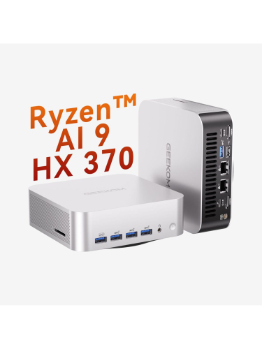 Мини-ПК Geekom A9 MAX, AMD Ryzen AI 9 HX 370 / 32 ГБ DDR5 / 1024 ГБ SSD / AMD Radeon Graphics / Windows 11 Pro, серебристый (GMA9MAXAI9HX370-321-EU)
