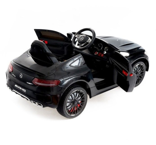 Электромобиль MERCEDES-BENZ C63 S AMG, цвет черный, EVA колеса