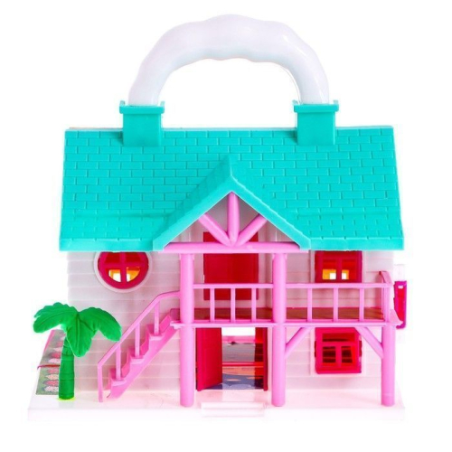 Пластиковый домик для кукол «Коттедж» 2в1, складной с мебелью, МИКС