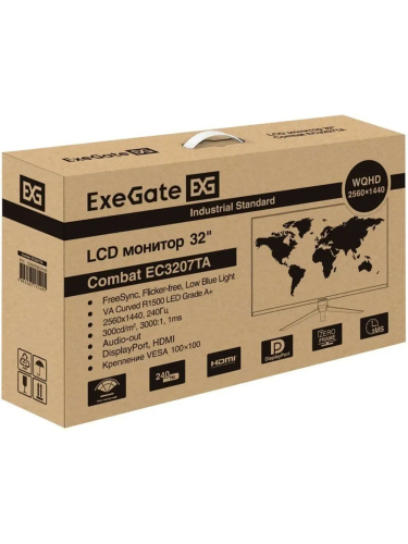 Монитор ExeGate 31.5" EC3207TA Combat {VA Curved 2560x1440 240Hz 1ms 300cd 3000:1 178/178 HDMI 2xDisplayPort USB HAS pivot} [EX297503RUS]
