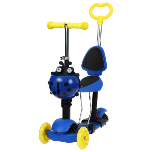 Самокат 5 в 1 GRAFFITI, колёса световые PU 120/80 мм, синий