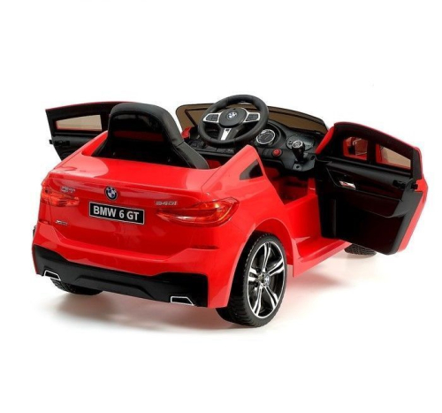 Электромобиль BMW 6 Series GT, цвет красный, EVA колеса, кожаное сидение