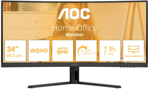 Монитор AOC 34" CU34B3E 1500R, VA UWQHD, 1/4ms, 120Hz, черный