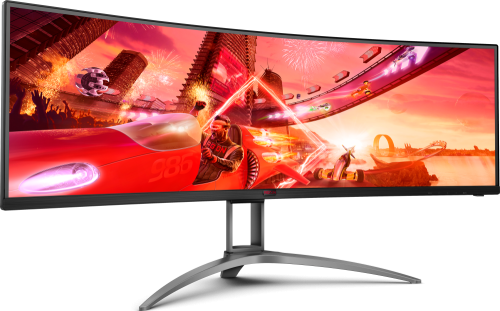 Монитор AOC 48.8", VA, UltraWide, 5120х1440, изогнутый, 4 мс, 165 Гц, AMD FreeSync Premium Pro, nVidia G-Sync Compatible, 400 кд/м2, 178°/178°, 3xHDMI, DisplayPort, USB Type-C, динамики, чёрный