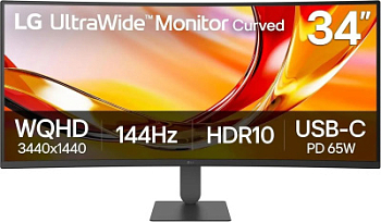 Монитор LG 34" UltraWidе 34U640В-В черный VA LED 1ms 3440х1440 144Нz, изогнутый, черный (34U640В-В.ARUZ)