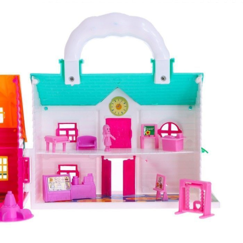 Пластиковый домик для кукол «Коттедж» 2в1, складной с мебелью, МИКС