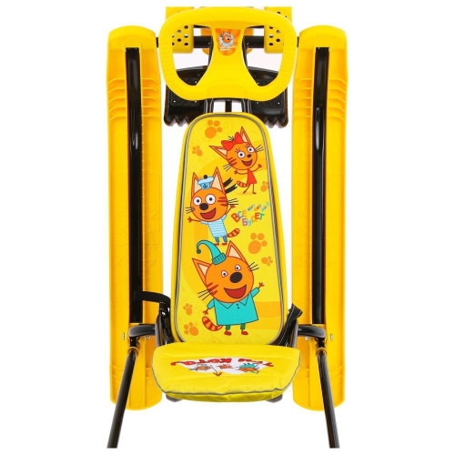 Снегокат с колёсами «Тимка спорт 6 Три кота», ТС6/ТК, с родительской ручкой, со спинкой и ремнём безопасности