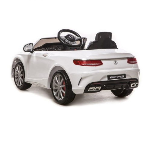 Электромобиль MERCEDES-BENZ S63 AMG, EVA колёса, кожаное сидение, цвет белый глянец