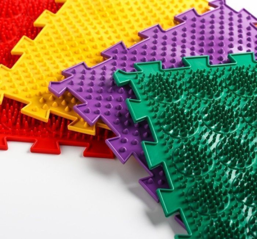 Модульный массажный коврик ОРТО ПАЗЛ «Ежики», 8 модулей, 4 вида, цвет МИКС