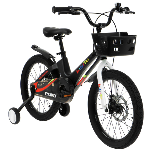 Велосипед 16" BIBITU PONY, чёрный/белый
