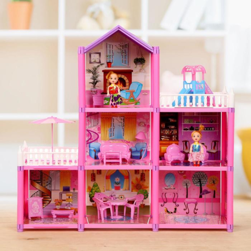 Дом для кукол «Коттедж» с куклами, с аксессуарами