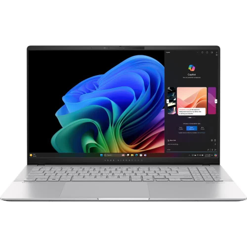 Ноутбук ASUS Vivobook S 15 S5507QA-MA006W, 15.6" (2880x1620) OLED 120 Гц/Snapdragon X Elite X1E-78-100/16 ГБ DDR5/1024 ГБ SSD/Qualcomm Adreno/Windows 11 Home, Серебристый (90NB14Q2-M005E0)