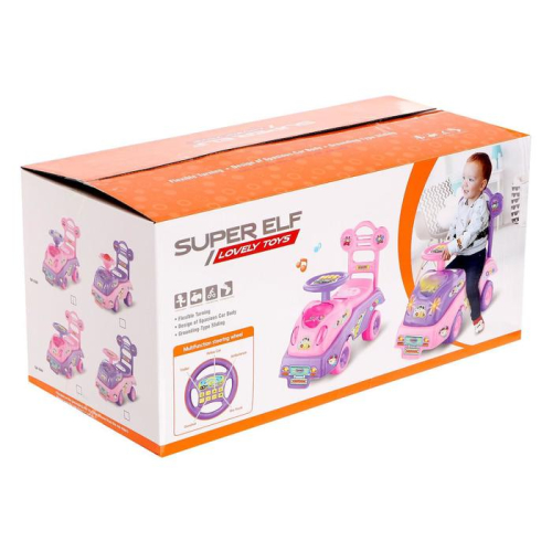 Толокар «Машинка для девочки», с музыкой, цвет розовый