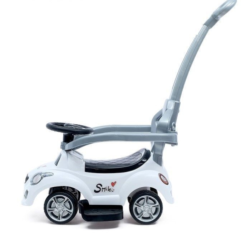 Толокар-каталка «Тачка», с родительской ручкой, цвет белый