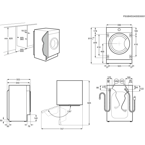 Встраиваемая стирально-сушильная машина AEG L7WBE68SI