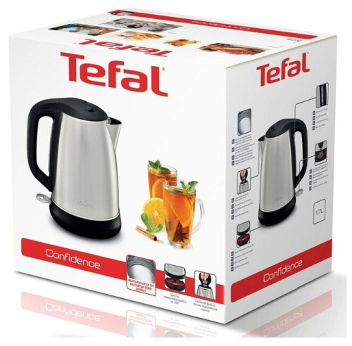 Чайник Tefal KI 270D Confidence, нержавеющая сталь/черный