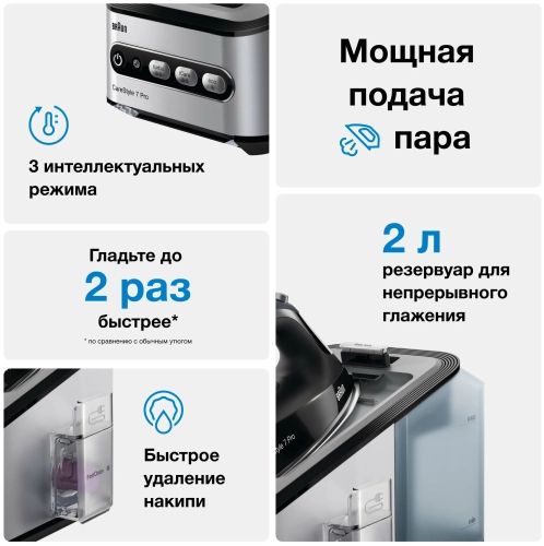 Парогенератор Braun IS 7156 BK CareStyle 7 серый/черный