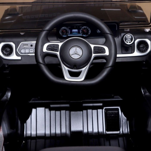 Электромобиль MERCEDES-BENZ G500, EVA колеса, кожаное сидение, цвет чёрный глянец