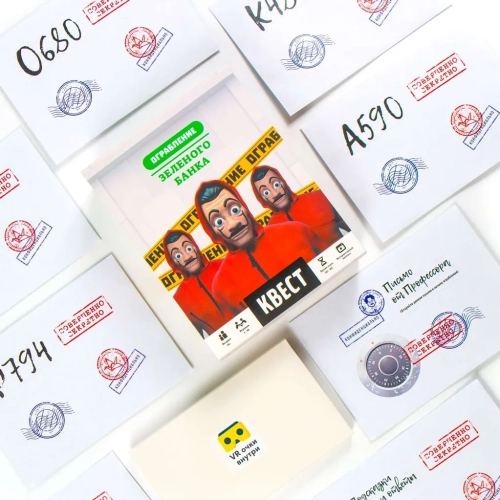 Игра развлекательная КРЕП Квест Ограбление зеленого банка с виртуальной реальностью
