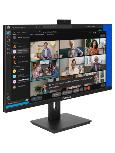 Монитор ExeGate 27" EA2707CA SuperView {IPS 2560x1440 75Hz 5ms 16:9 250cd 1000:1 178/178 HDMI DisplayPort USB webcam AudioOut HAS pivot} [EX298883RUS]