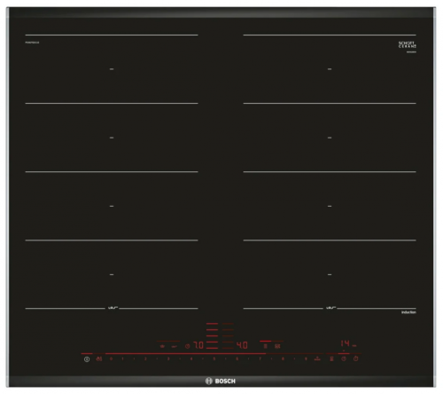 Индукционная варочная панель Bosch PXX675DC1E, цвет панели черный, цвет рамки серебристый
