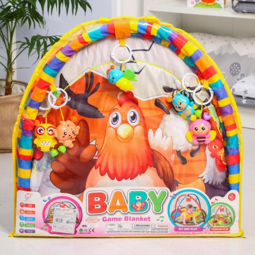 Развивающий коврик с дугами и игрушками «Домашние животные», круглый Развивающий коврик с дугами и игрушками «Домашние животные», круглый