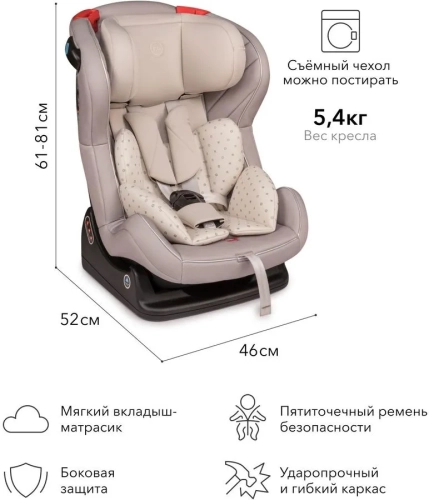 Характеристики Автокресло детское Happy Baby Passenger V2, stone, серый, 0/1/2
