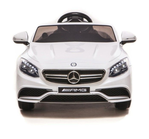 Электромобиль MERCEDES-BENZ S63 AMG, EVA колёса, кожаное сидение, цвет белый глянец