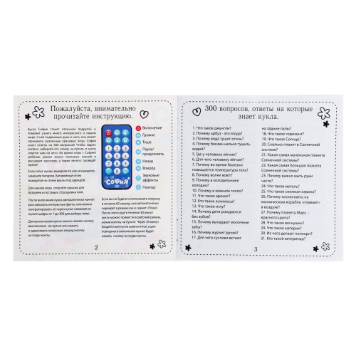 Кукла интерактивная «София», 300 вопросов и ответов 17051