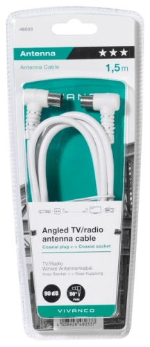 Кабель антенный Vivanco 1,5 м, белый, угловой