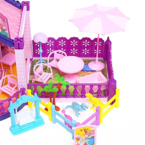 Пластиковый домик для кукол, с аксессуарами