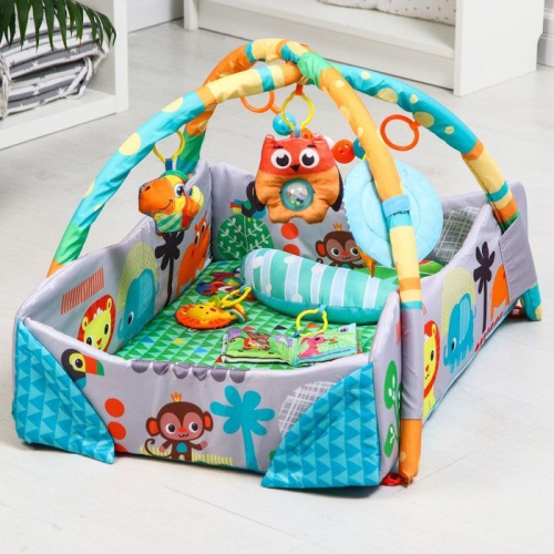 Развивающий коврик «Львенок», бортик, подушка, с дугой, 79х55х0,5