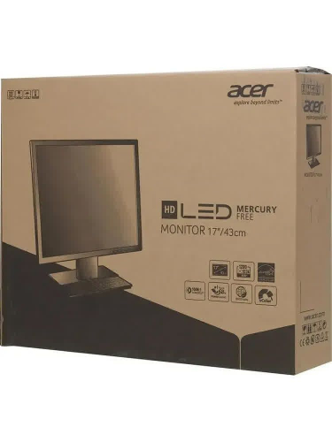 Монитор Acer V176Lb 17'', Black Matt, 5:4, TN, 1280x1024, 5ms, 250cd, 75Hz, VGA, Vesa:100x100