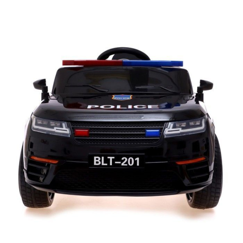 Электромобиль POLICE, EVA колеса, кожаное сидение, громкоговоритель, цвет чёрный глянец