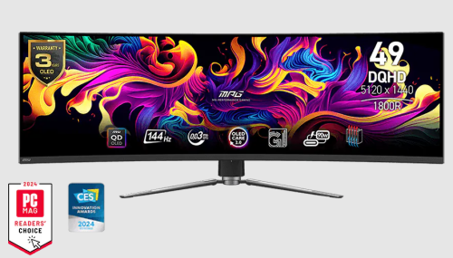 Монитор MSI 49"  MPG 491CQP QD-OLED 1800R, 32:9, QD-OLED, DQHD, 0,03ms, 250cd, 144Hz, HDMI, DP, USB, USB-C, HAS